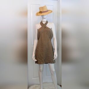 Stella Dallay, Halter Mini Linen Cotton Blend, Size Medium